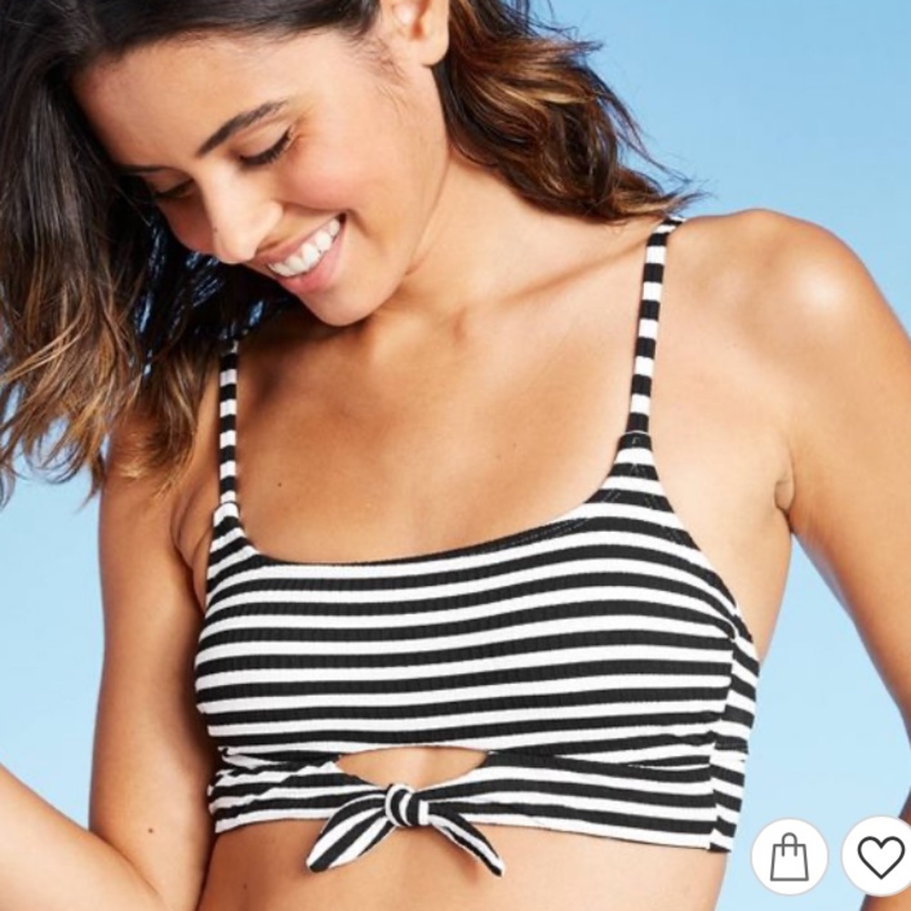 Xhilaration Ribbed Tie-Front Bralette Bikini Top